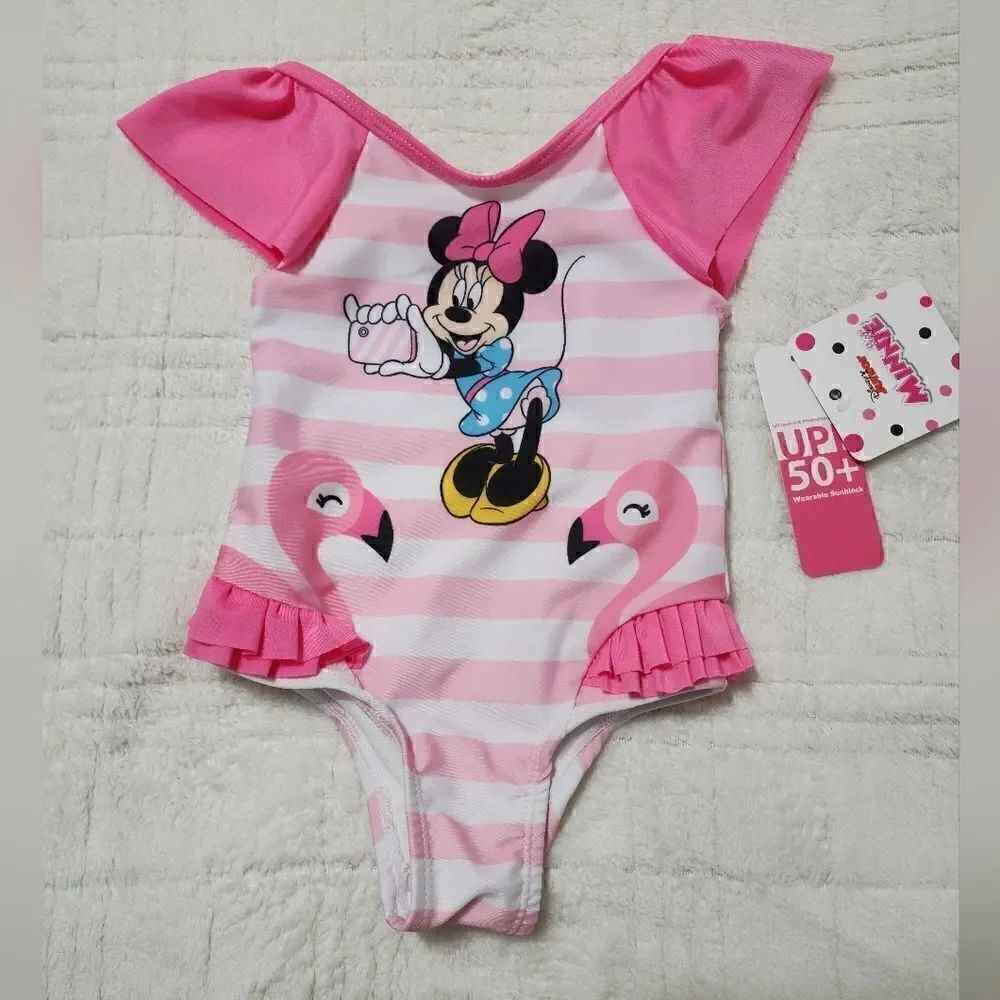 Minnie Mouse Baby and Toddler Girl One-PieceSwimsuit, Size 12M